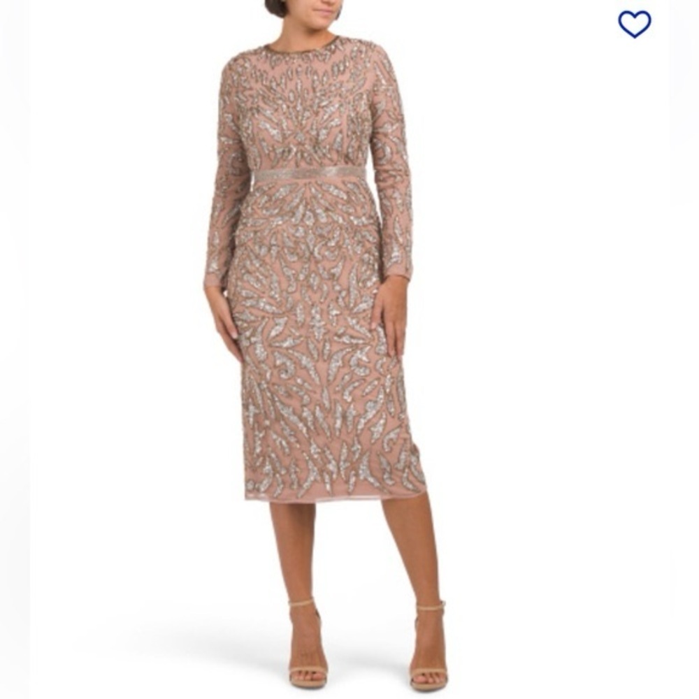 New w/ flaws Embellished Sheath Midi Dress Wedding Mother of Bride Groom Formal
